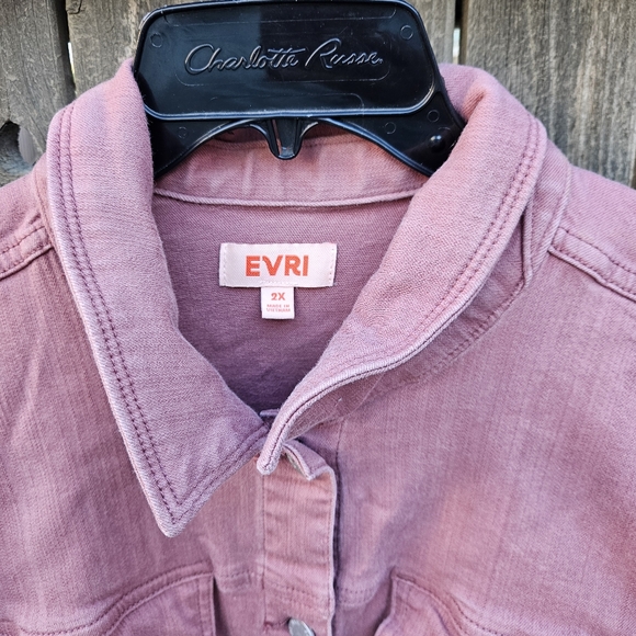 EVRI Dusty Rose Denim Jacket with Button Front Size 2X - Picture 4 of 16